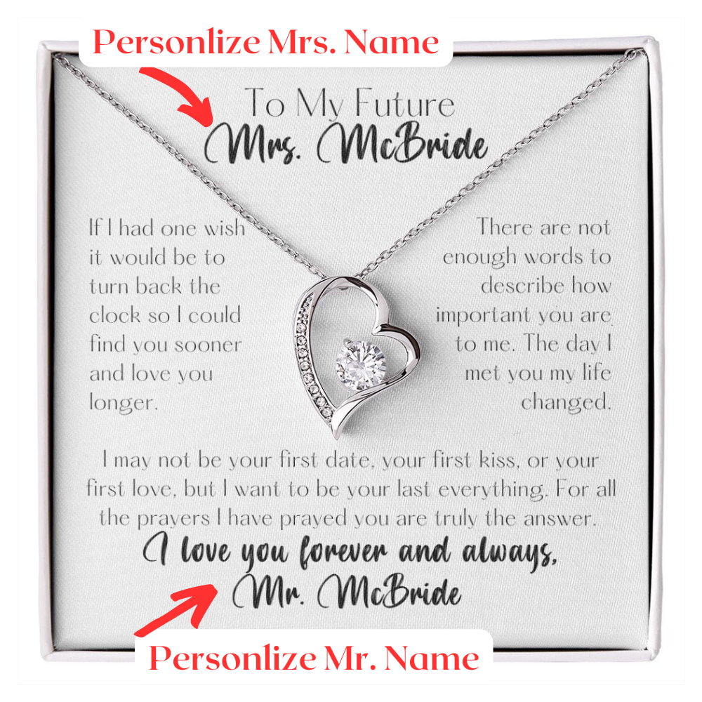 To My Future Bride Personalized Forever Love Heart Necklace