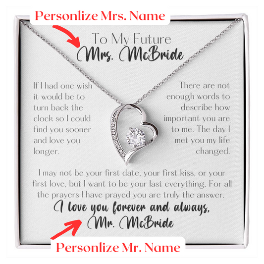 To My Future Bride Personalized Forever Love Heart Necklace