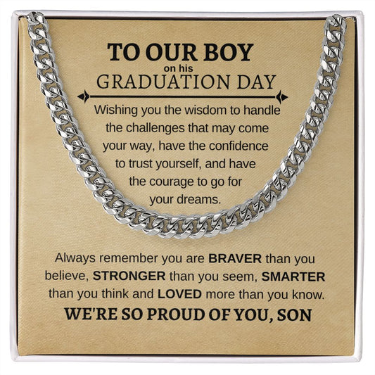 To Our Boy on Graduation| Go for Your Dreams - Cuban Necklace