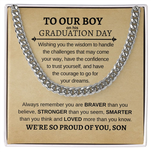 To Our Boy on Graduation| Go for Your Dreams - Cuban Necklace
