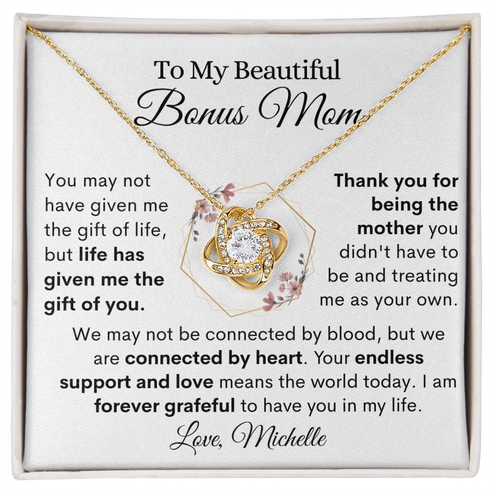 Beautiful Bonus Mom Love Knot Necklace