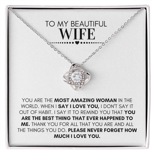My Wife | Amazing Woman - Love Knot Necklace