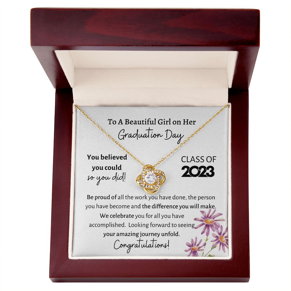 Beautiful Girl Graduation Day | Be Proud- Love Knot Necklace