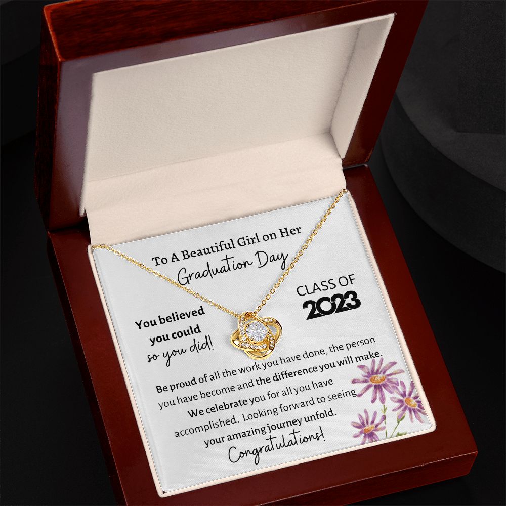 Beautiful Girl Graduation Day | Be Proud- Love Knot Necklace