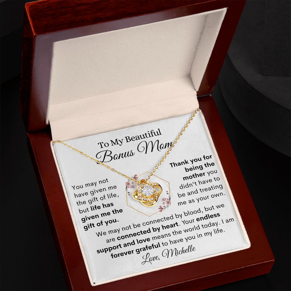 Beautiful Bonus Mom Love Knot Necklace