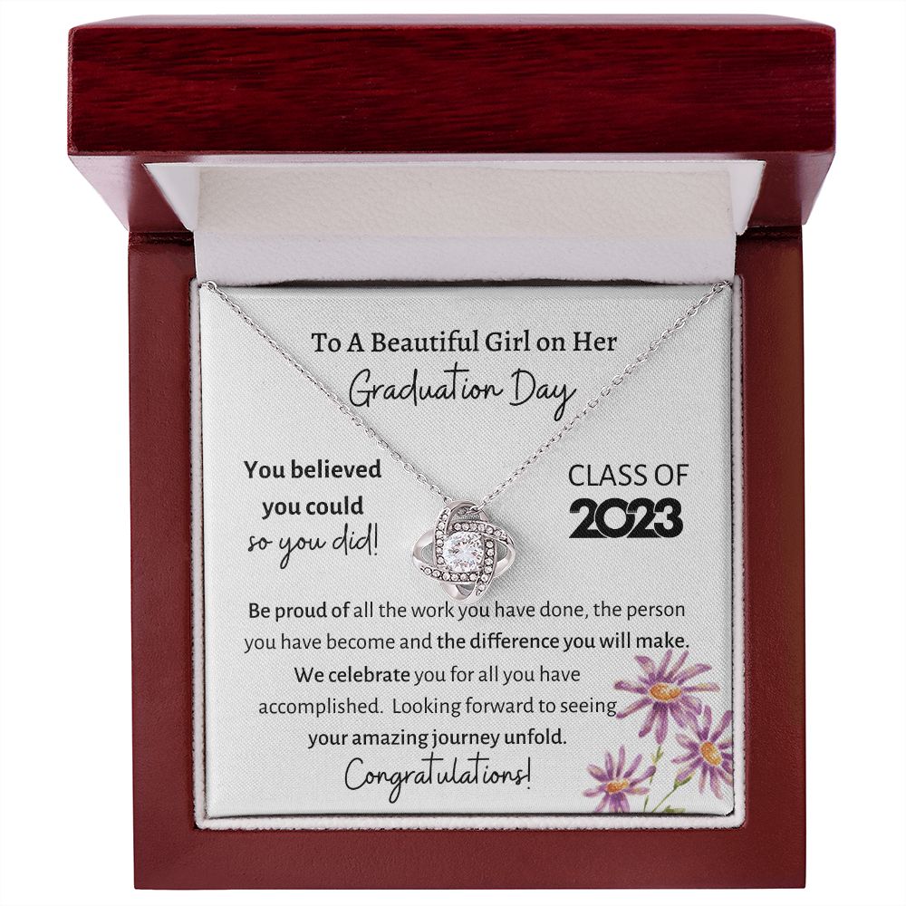 Beautiful Girl Graduation Day | Be Proud- Love Knot Necklace