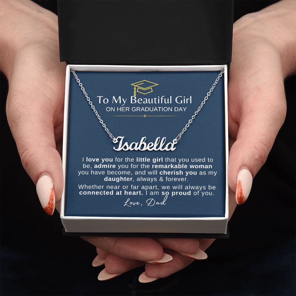 Beautiful Girl Graduation| Connected at Heart - Name Necklace