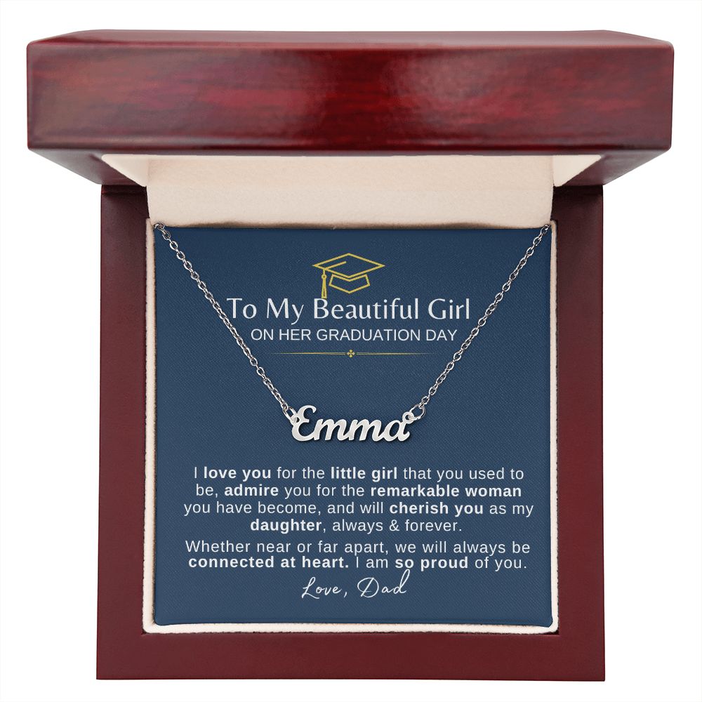 Beautiful Girl Graduation| Connected at Heart - Name Necklace