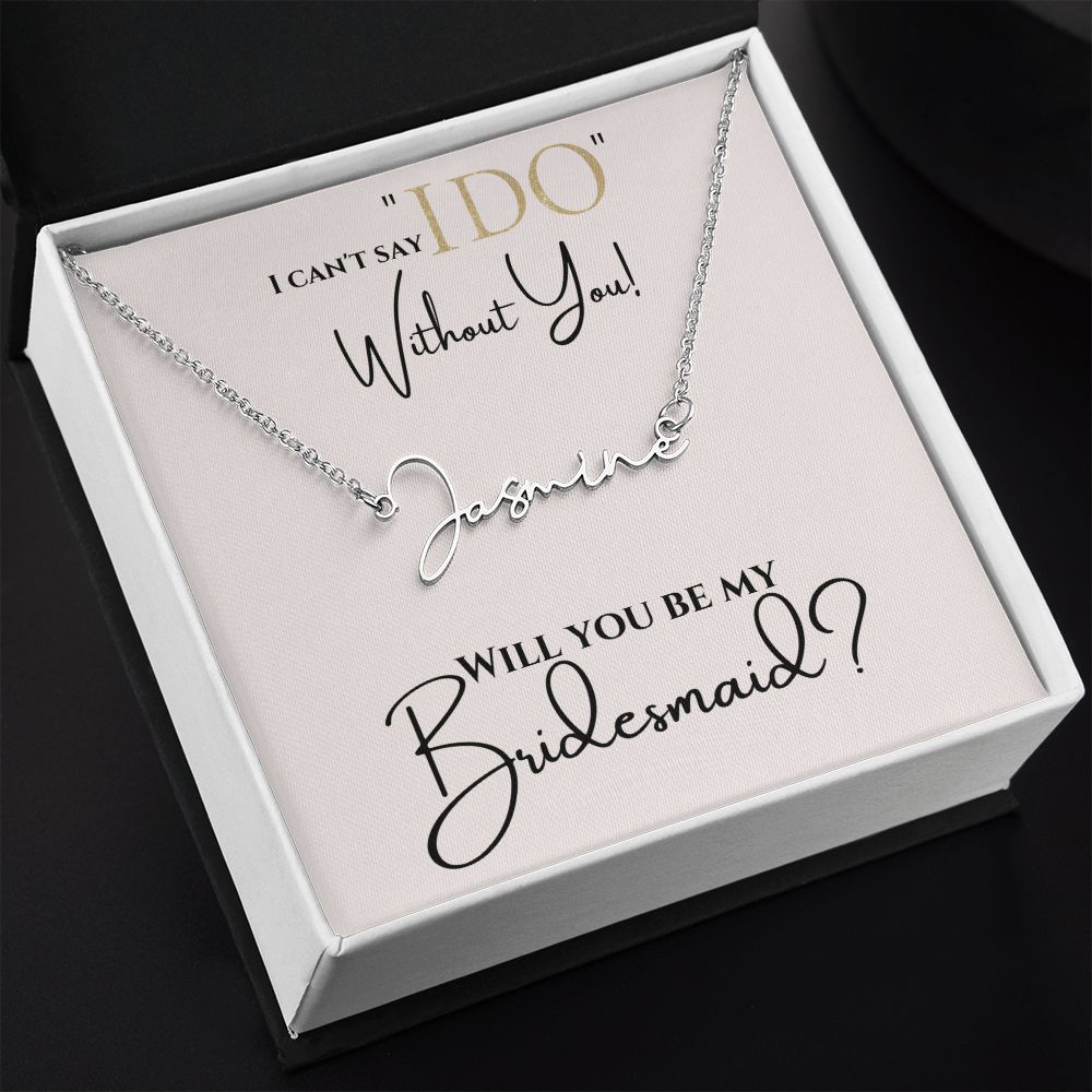 Personalized Name Plate Bridesmaid Necklace