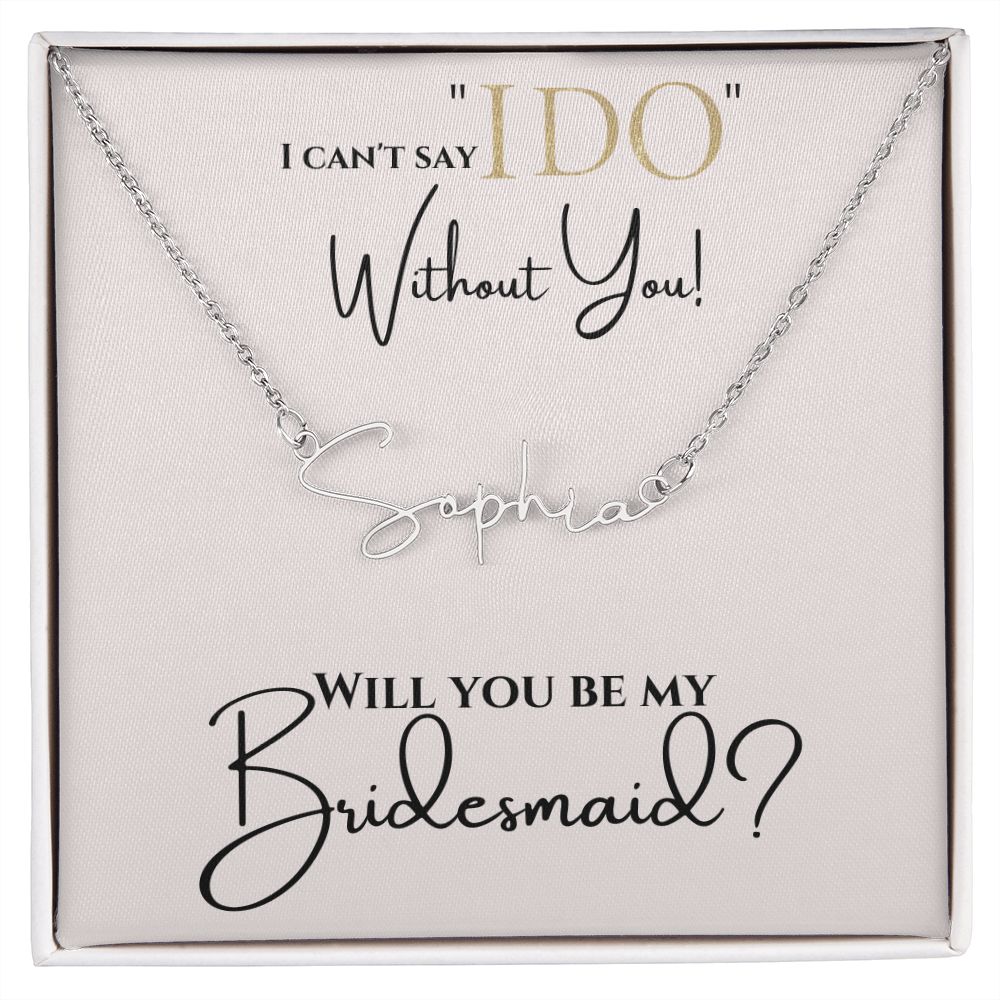 Personalized Name Plate Bridesmaid Necklace