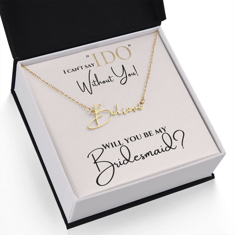 Personalized Name Plate Bridesmaid Necklace