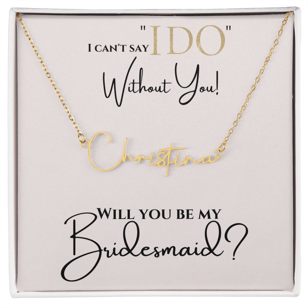 Personalized Name Plate Bridesmaid Necklace