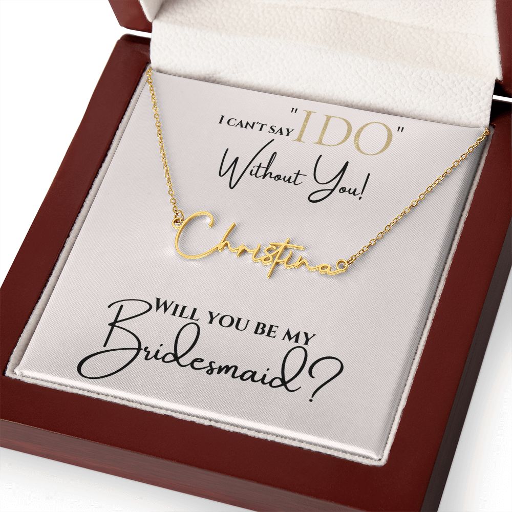 Personalized Name Plate Bridesmaid Necklace