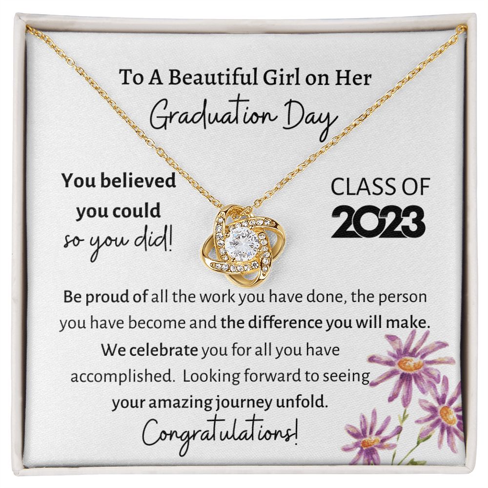 Beautiful Girl Graduation Day | Be Proud- Love Knot Necklace