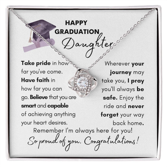 Happy Graduation Daughter | Never Forget Your Way Home - Love Knot Necklace