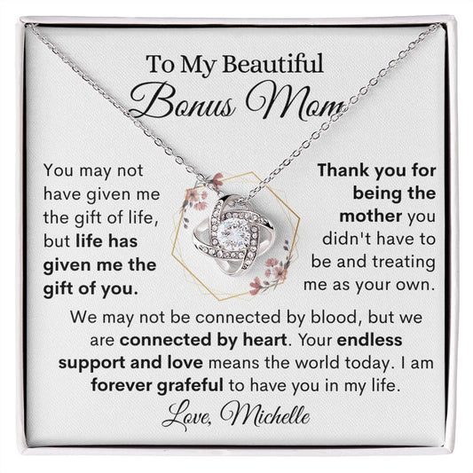 Beautiful Bonus Mom Love Knot Necklace