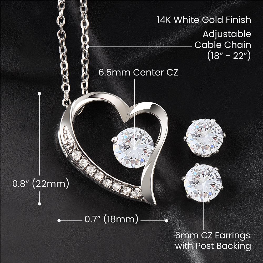 Beautiful Forever Love Necklace And Stud Earring Set
