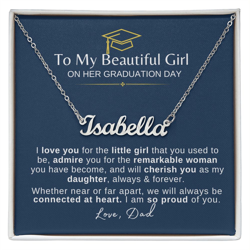 Beautiful Girl Graduation| Connected at Heart - Name Necklace