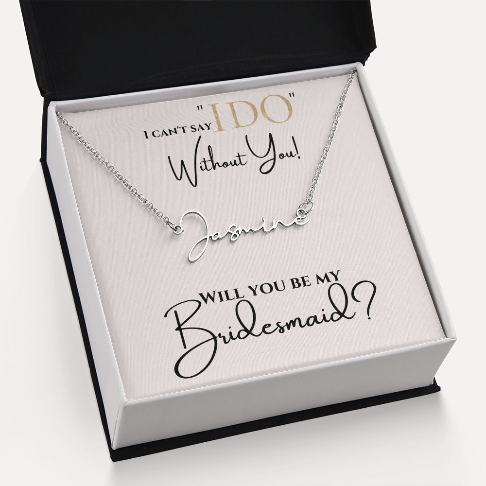 Personalized Name Plate Bridesmaid Necklace