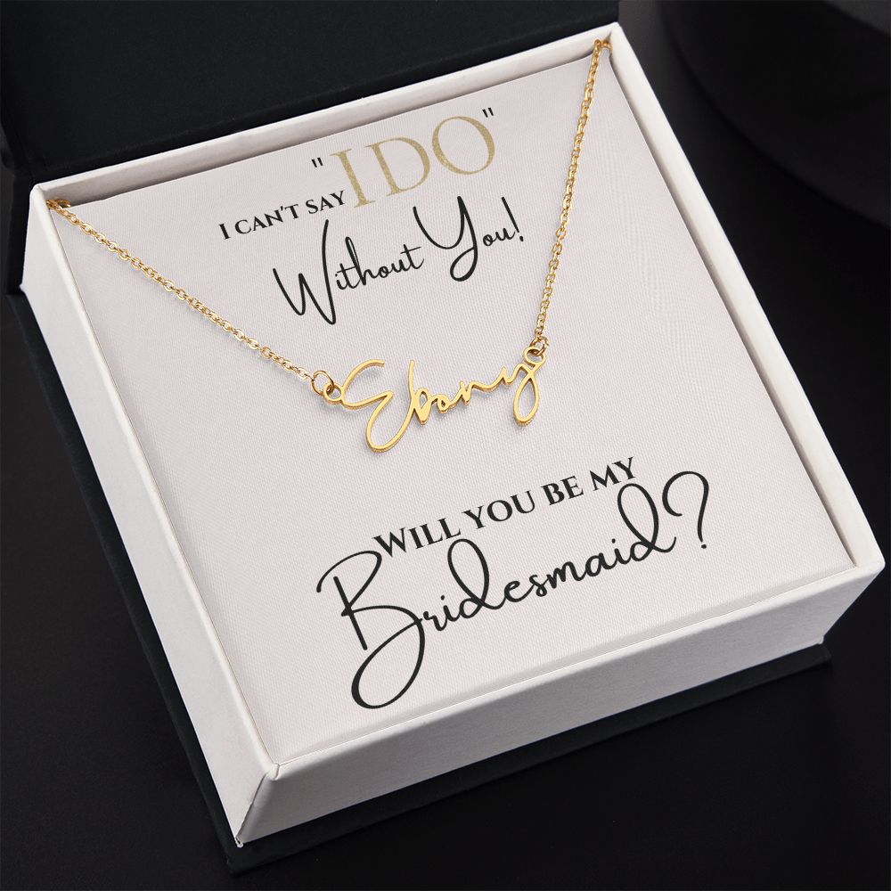 Personalized Name Plate Bridesmaid Necklace
