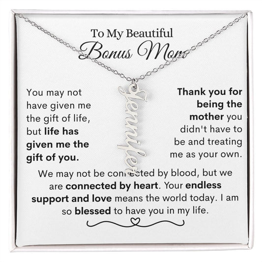 Beautiful Bonus Mom Vertical Name Necklace