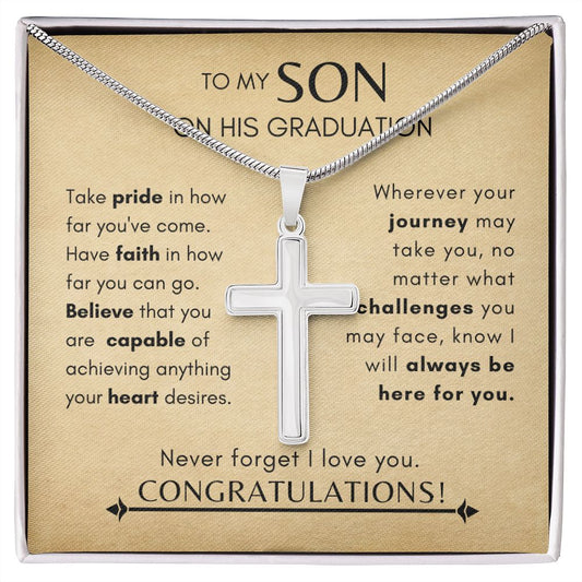 To My Son Graduation| I Will Always Be Here - Cross Necklace