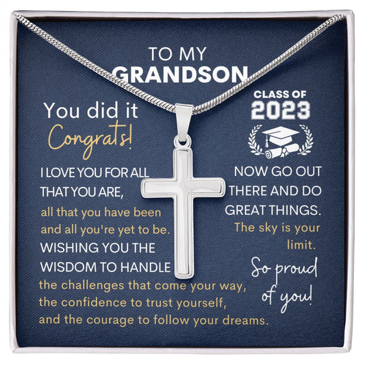 My Grandson Graduation | You Did It - Cross Necklace